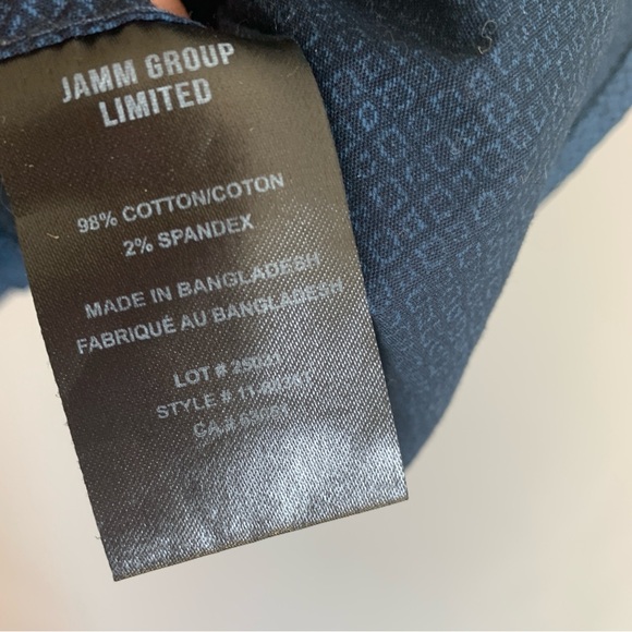 Julian & Mark Stretch Blue All Over Print Short Sleeve Button Shirt Small Tall - Picture 4 of 7